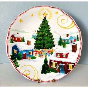 Crofton Porcelain Holiday Christmas Tree Village Scene 10" Plate